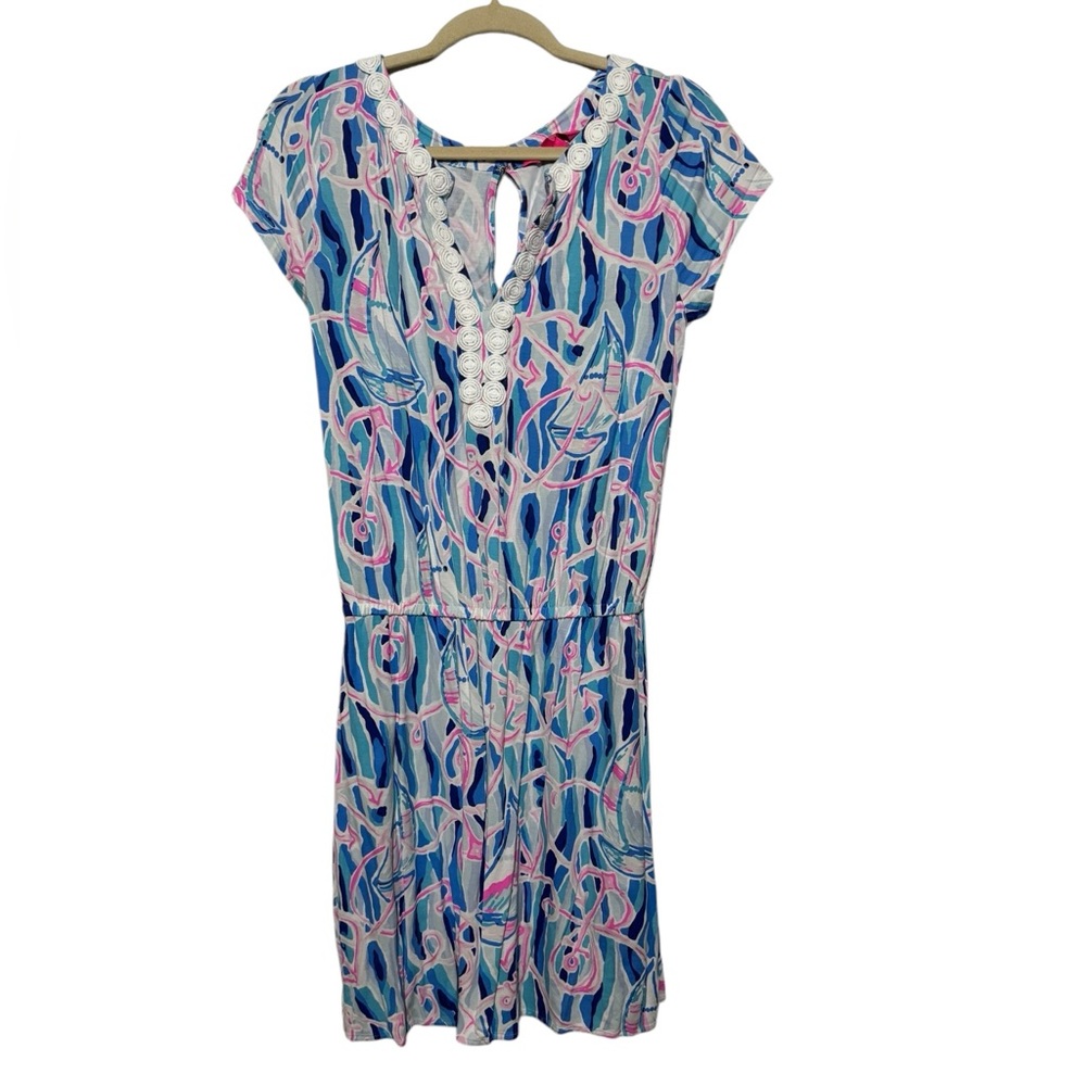 Lily Pulitzer Reble Skirt Dress Blue Skim Color Rebel Naiti Print Size Medium